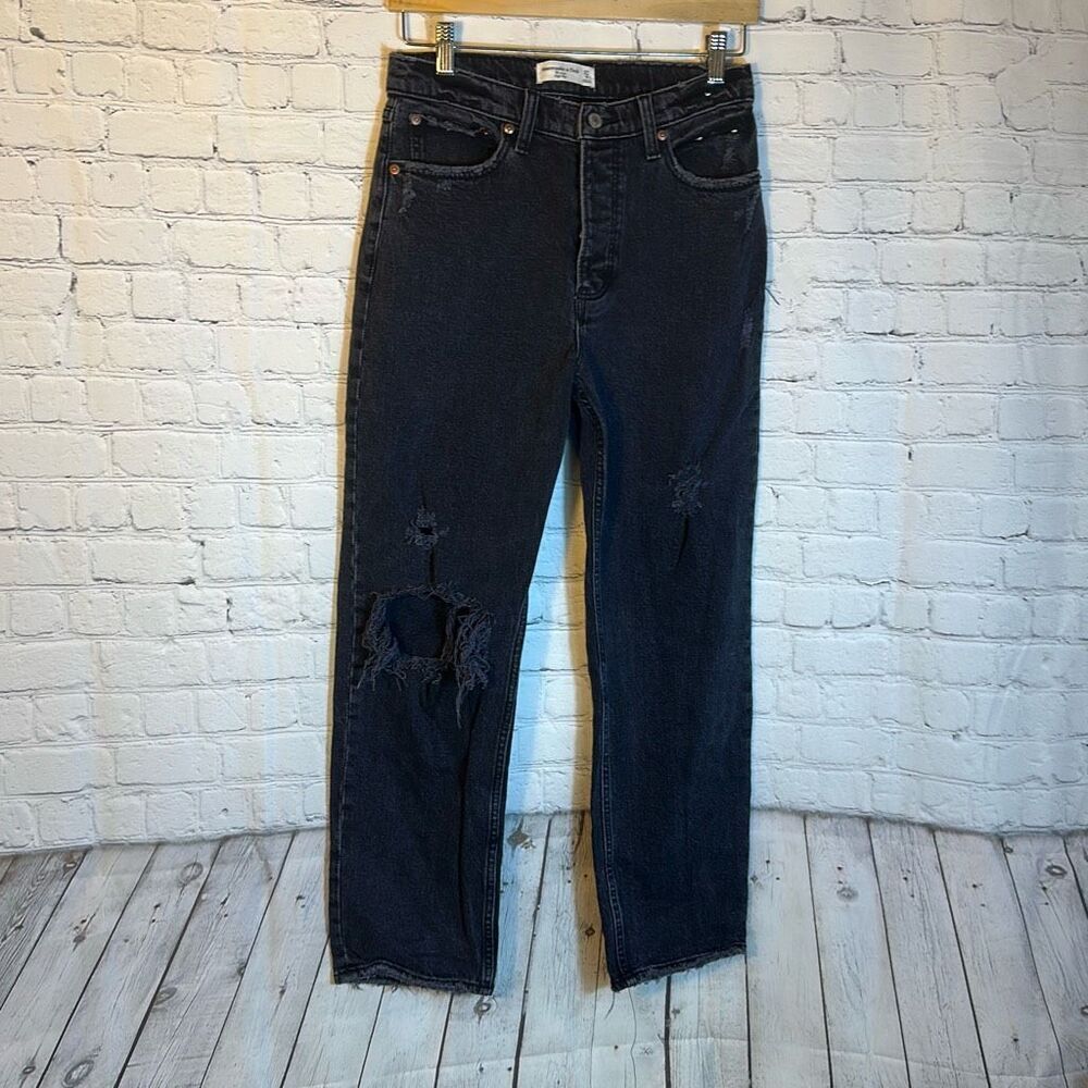 Abercrombie & Fitch Jeans Womens 27 The Dad High‎ Rise Black Denim Buttonfly